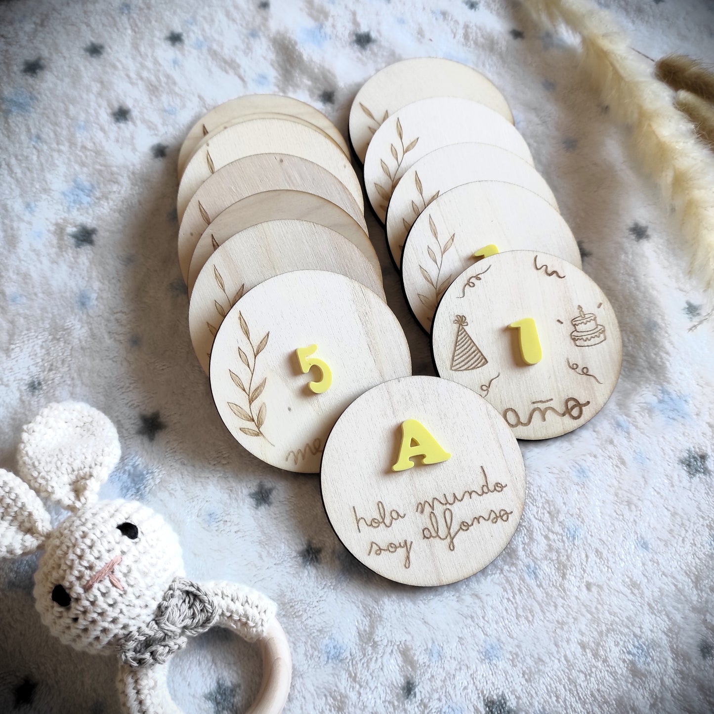 KIT Nacimiento: Plaquitas "Mesario Mágico" + Caja Personalizada + Chupetero