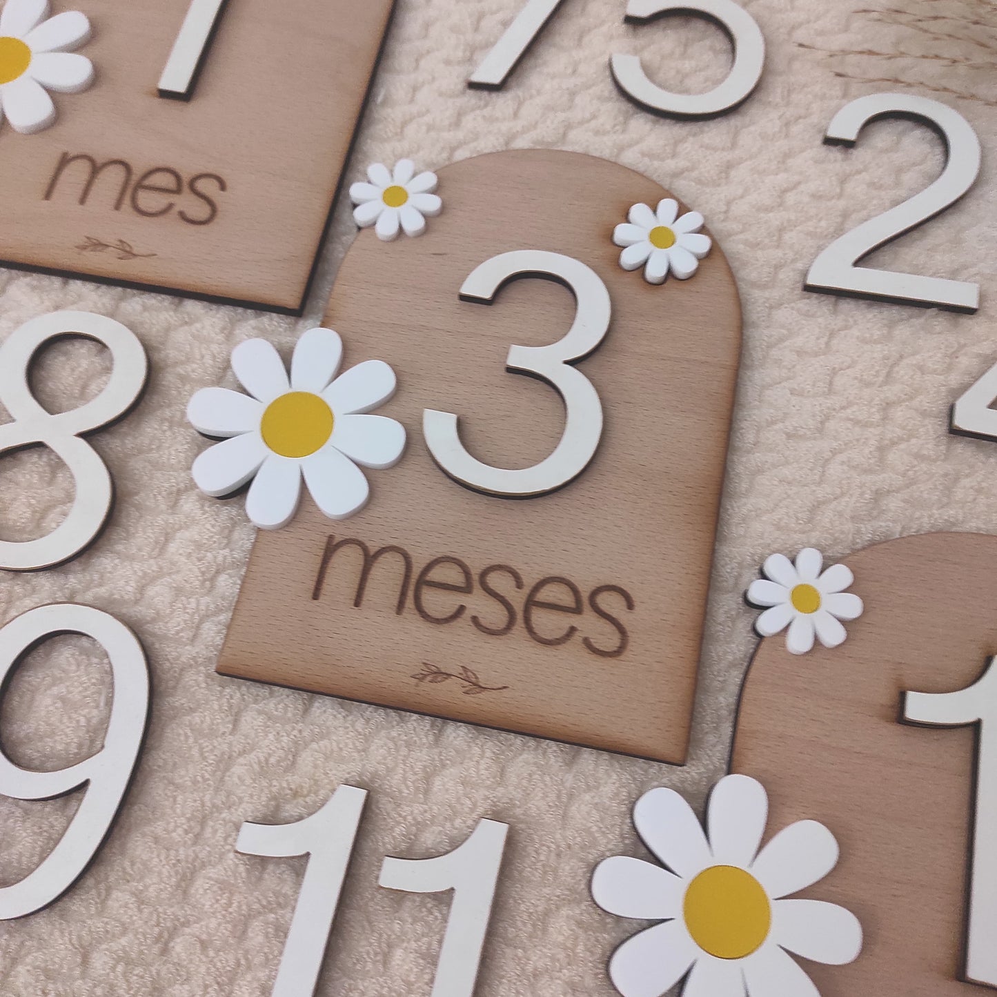 Plaquitas Florales de Embarazo y Nacimiento