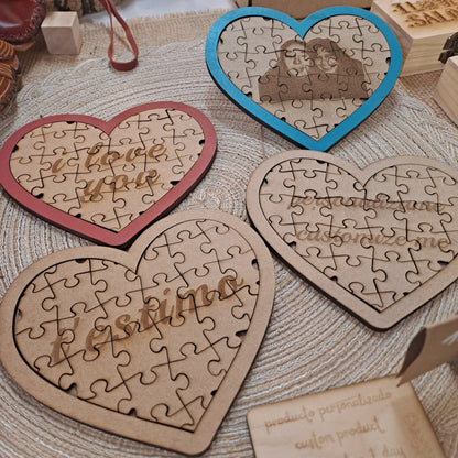 Rompecabezas personalizado Regalo personalizado Rompecabezas de madera Corazón grabado Decoración artesanal Regalo de aniversario Regalo romántico Regalo único Juego cognitivo Regalo para parejas