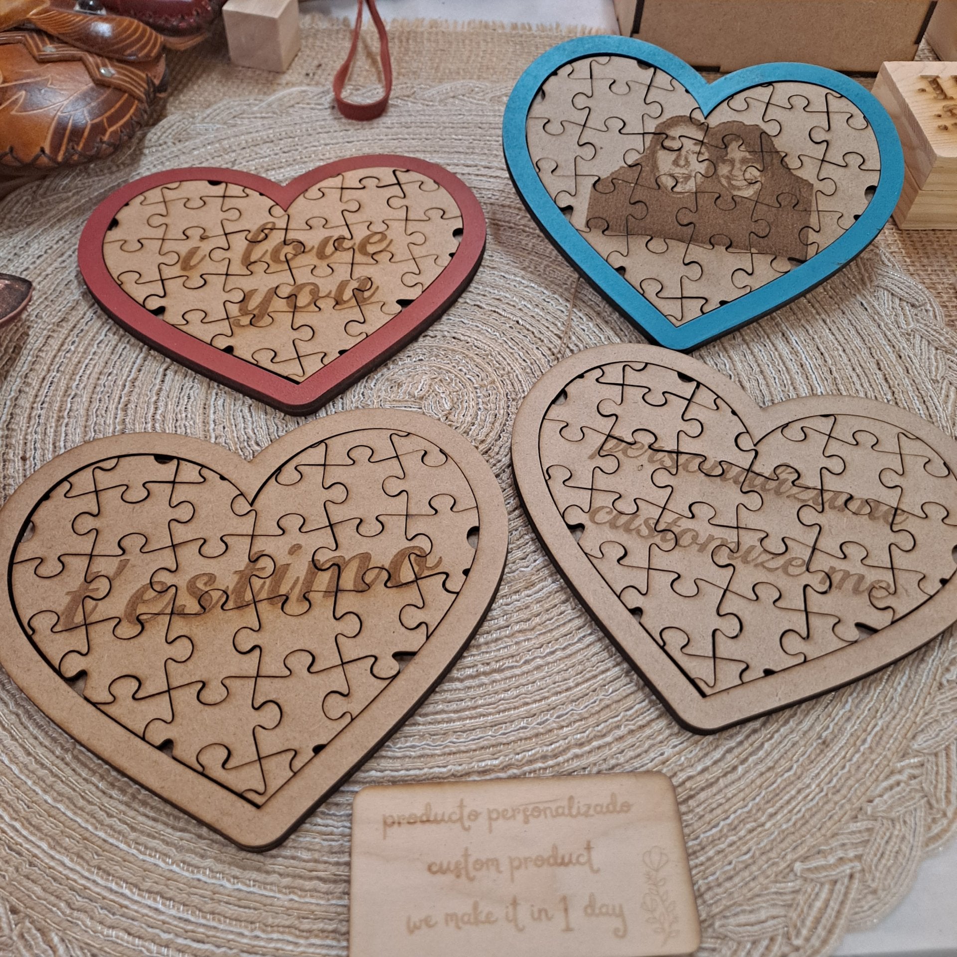 Rompecabezas personalizado Regalo personalizado Rompecabezas de madera Corazón grabado Decoración artesanal Regalo de aniversario Regalo romántico Regalo único Juego cognitivo Regalo para parejas