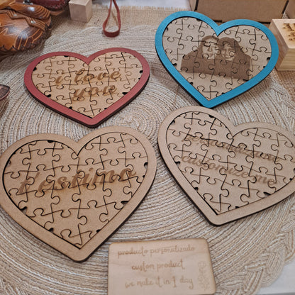 Rompecabezas personalizado Regalo personalizado Rompecabezas de madera Corazón grabado Decoración artesanal Regalo de aniversario Regalo romántico Regalo único Juego cognitivo Regalo para parejas